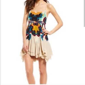 Free People Magnolia Combo Dress Cream with multi colors L